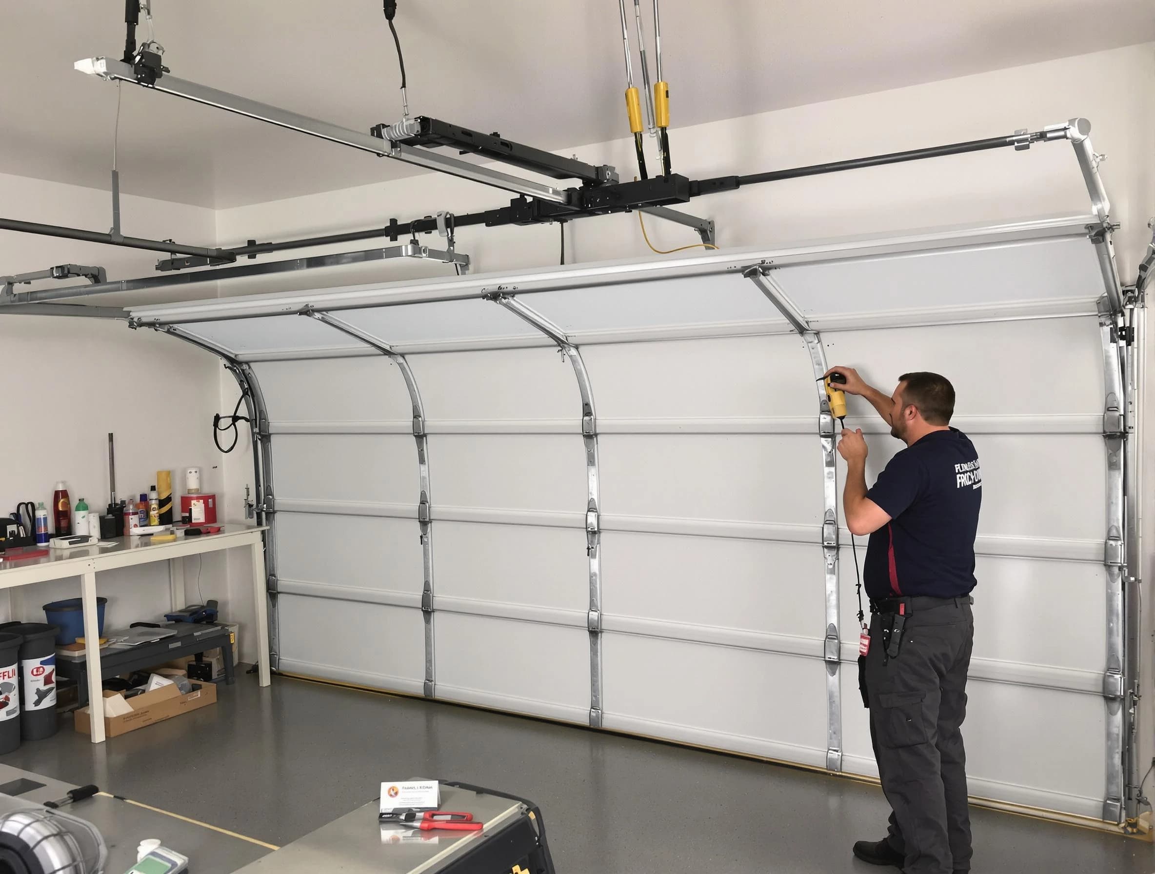 Hempfield Garage Door Repair certified technician performing overhead door system repair in Hempfield