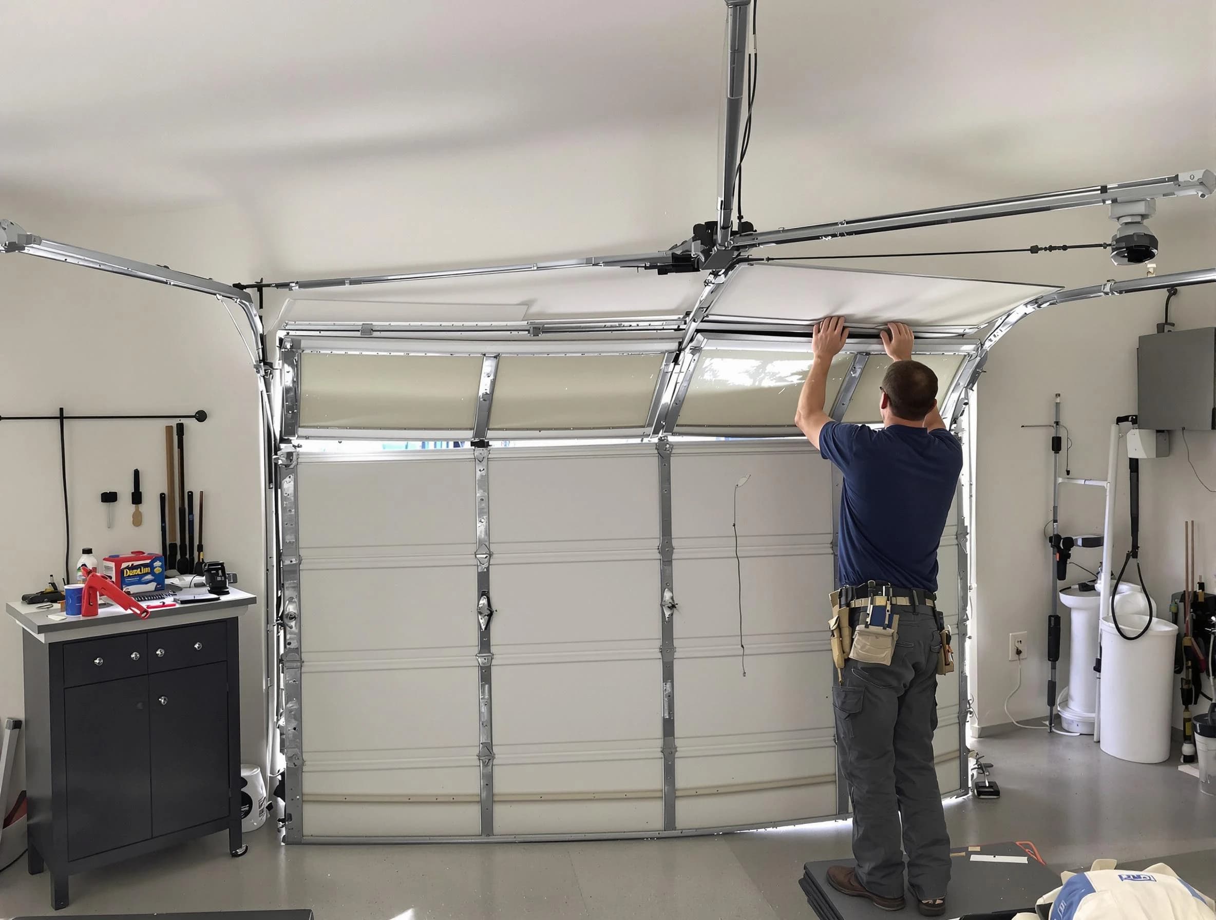 Hempfield Garage Door Repair specialist performing precise section replacement on Hempfield garage door
