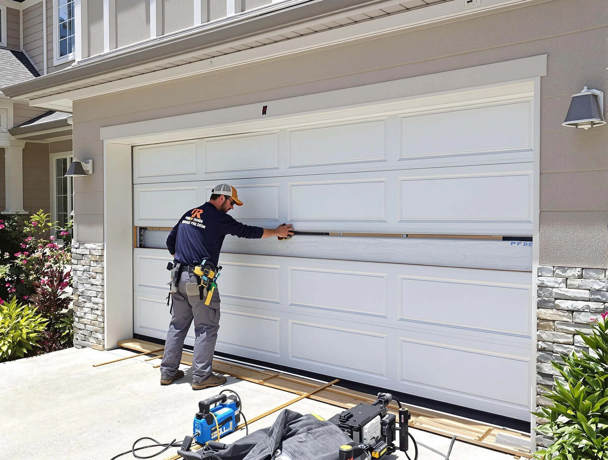 Hempfield Garage Door Repair team performing complete garage door replacement at Hempfield residence
