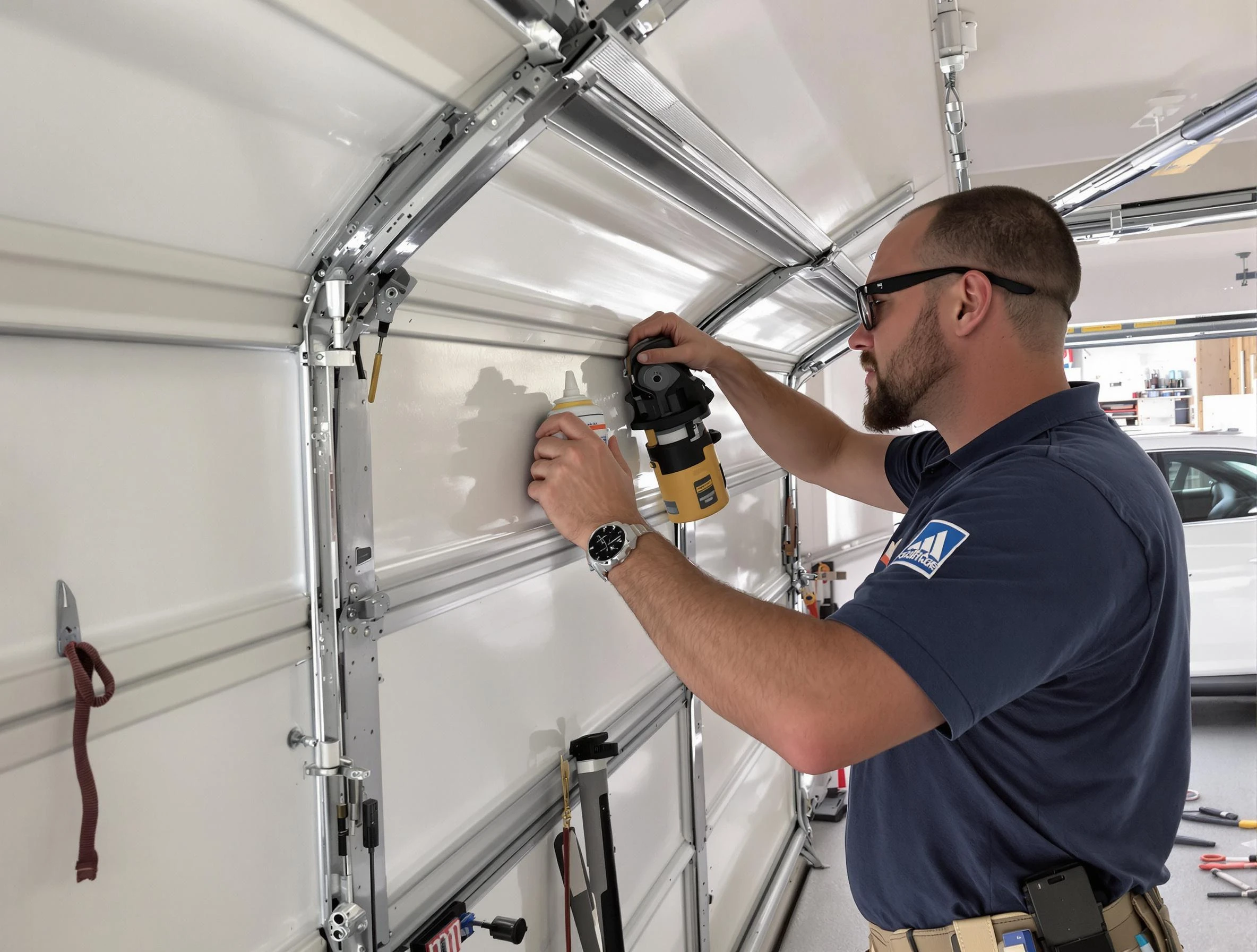 Hempfield Garage Door Repair technician performing comprehensive noise reduction service in Hempfield